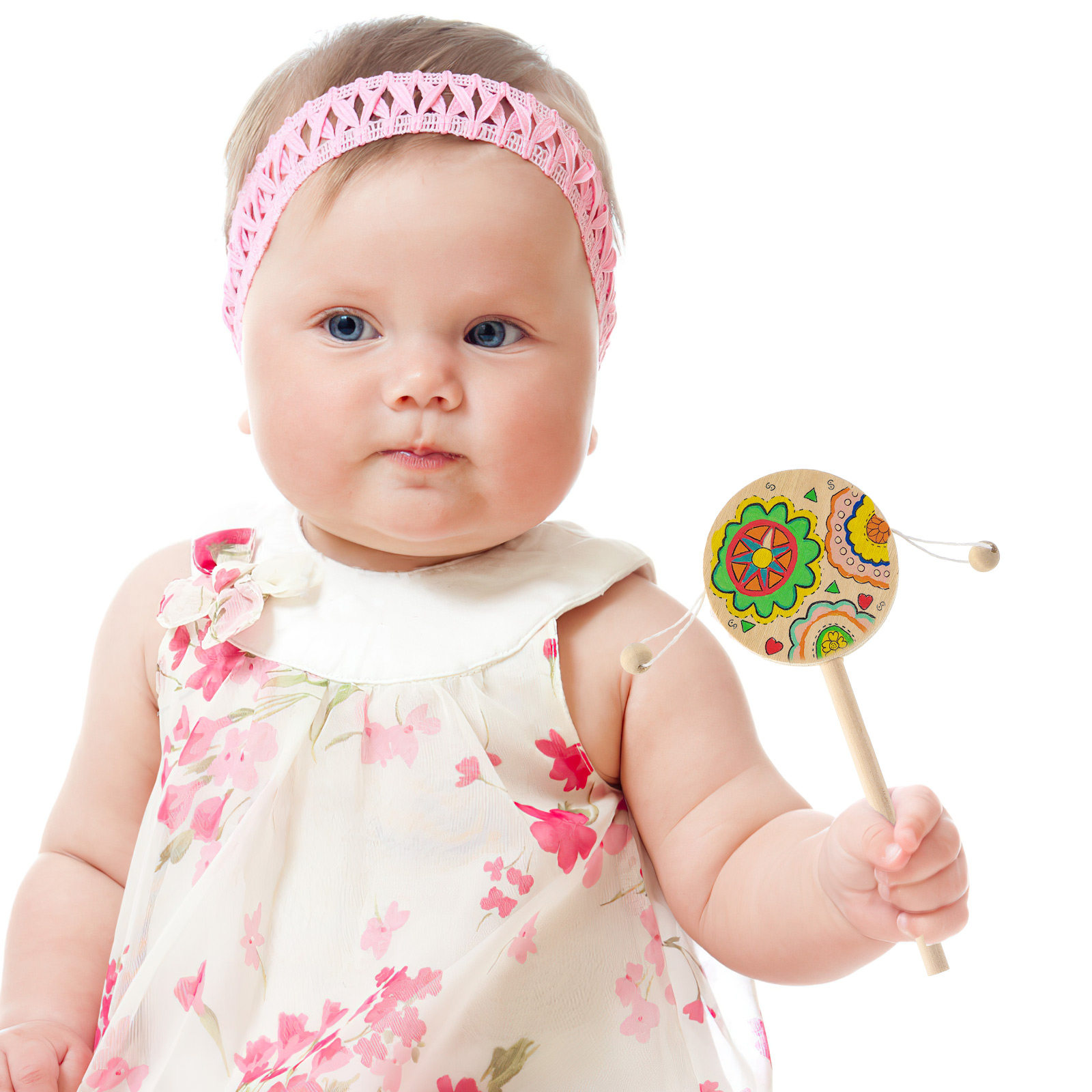 Musical Instrument Diy For Kids - 1Set Rattle Drum Wooden DIY Unpainted