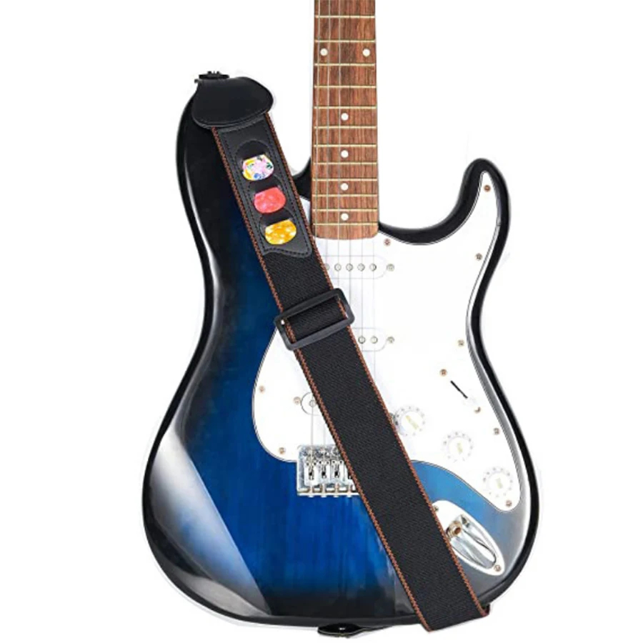 7Pcs/Set Guitar Strap Black PU - огляд і ціна Musical Instrument Dulcimer