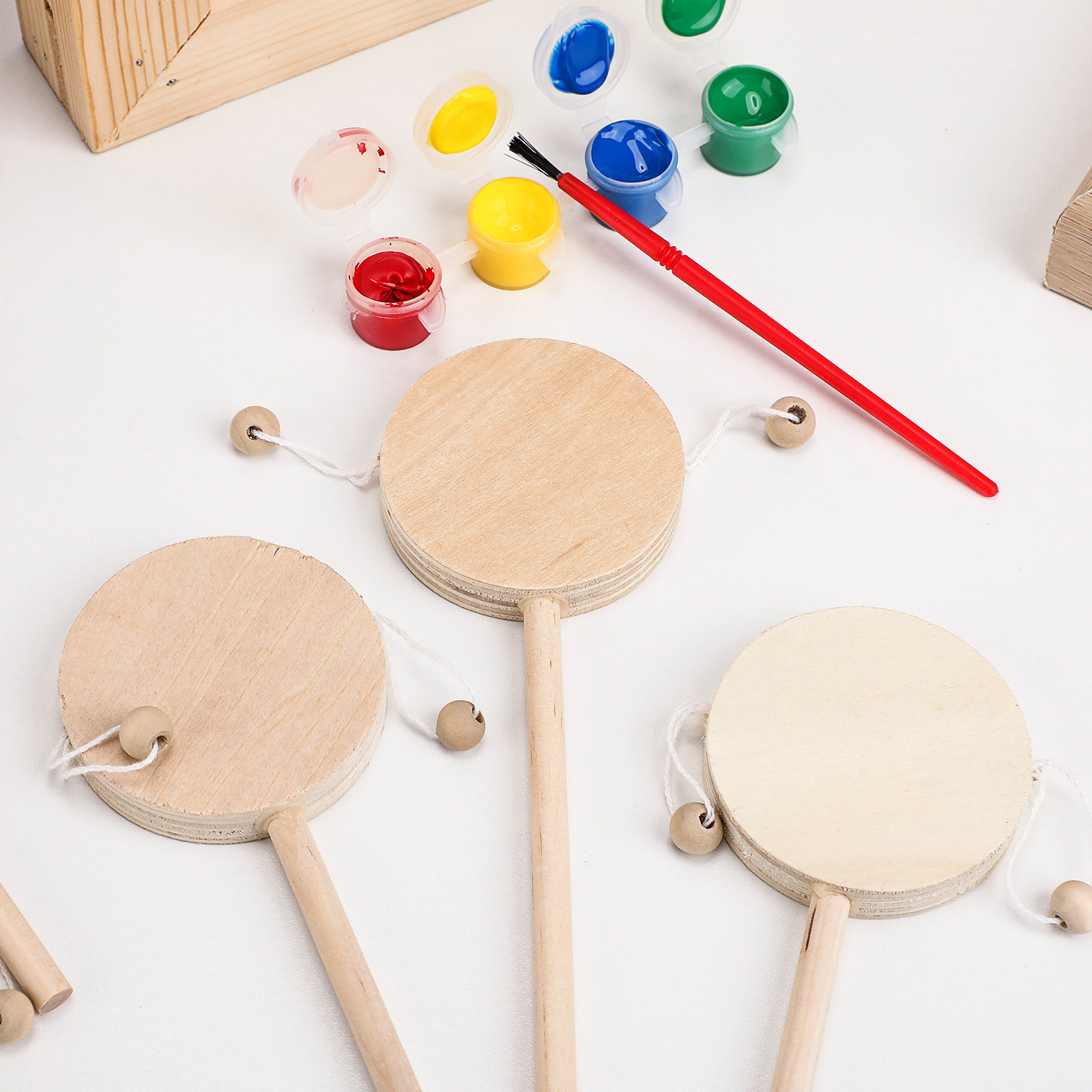 1Set Rattle Drum Wooden DIY Un - огляд і ціна Musical Instrument Diy For Kids