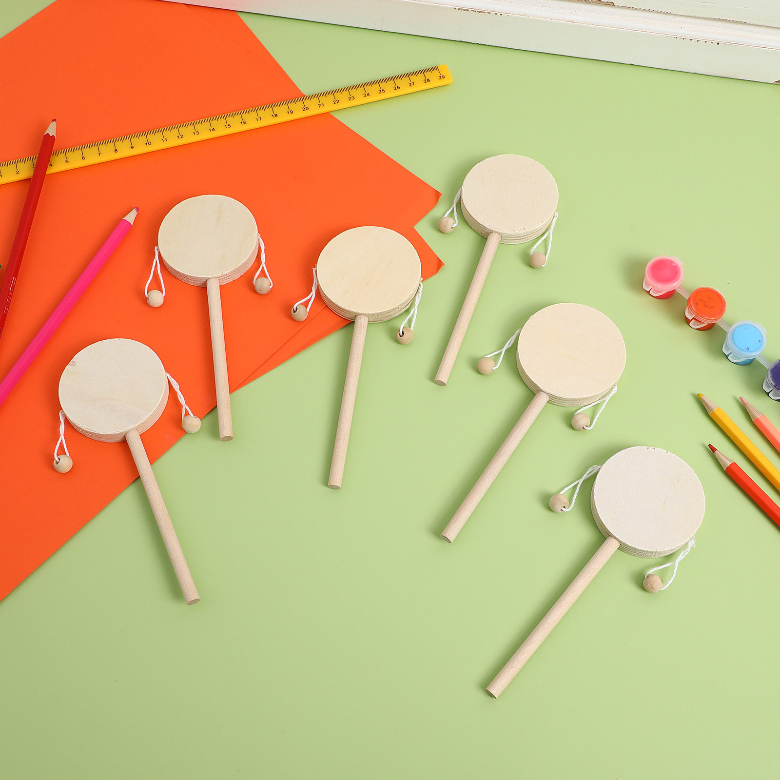 1Set Rattle Drum Wooden DIY Un - огляд і ціна Musical Instrument Diy For Kids