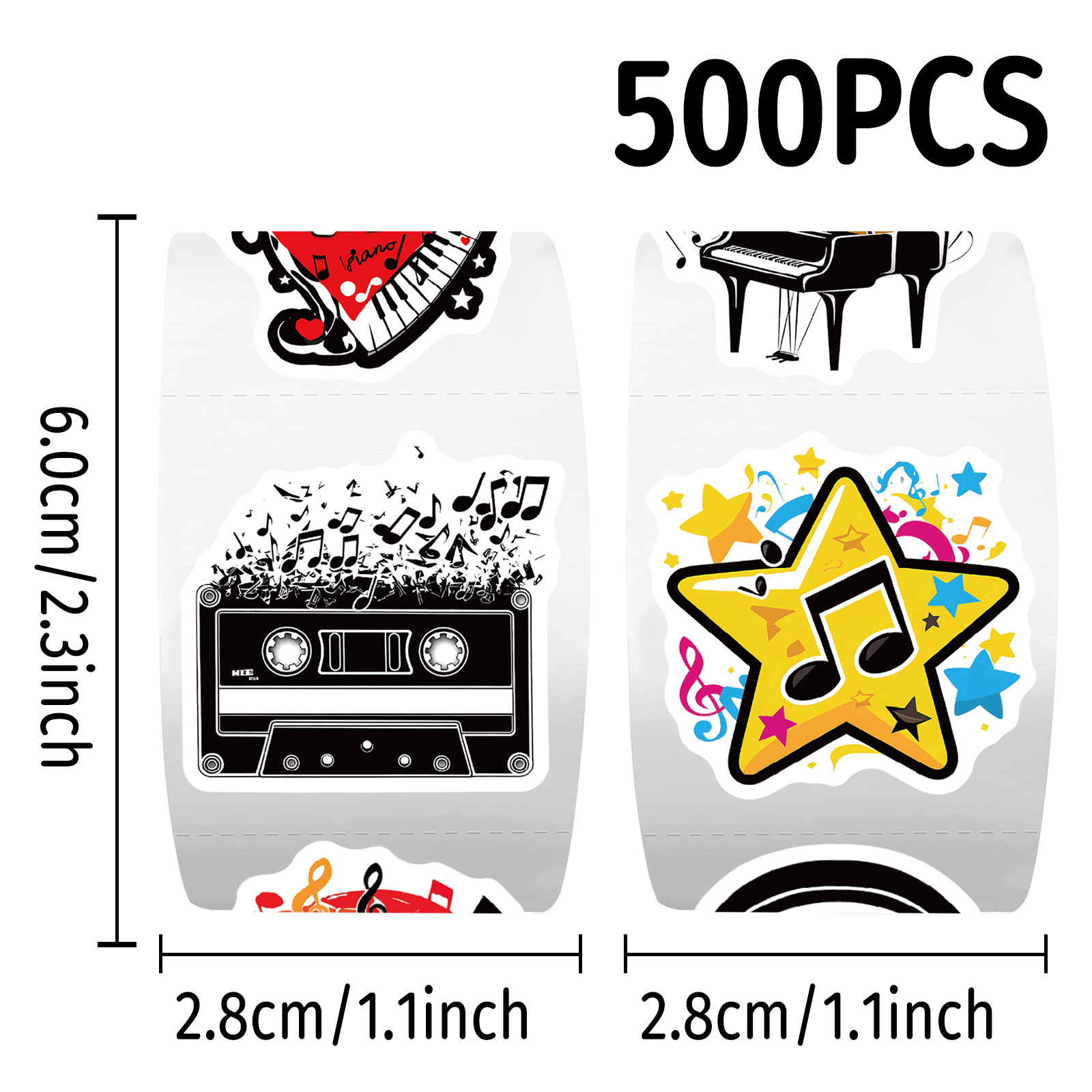 500pcs Roll Stickers Musical I - огляд і ціна Musical Instrument Diy For Kids