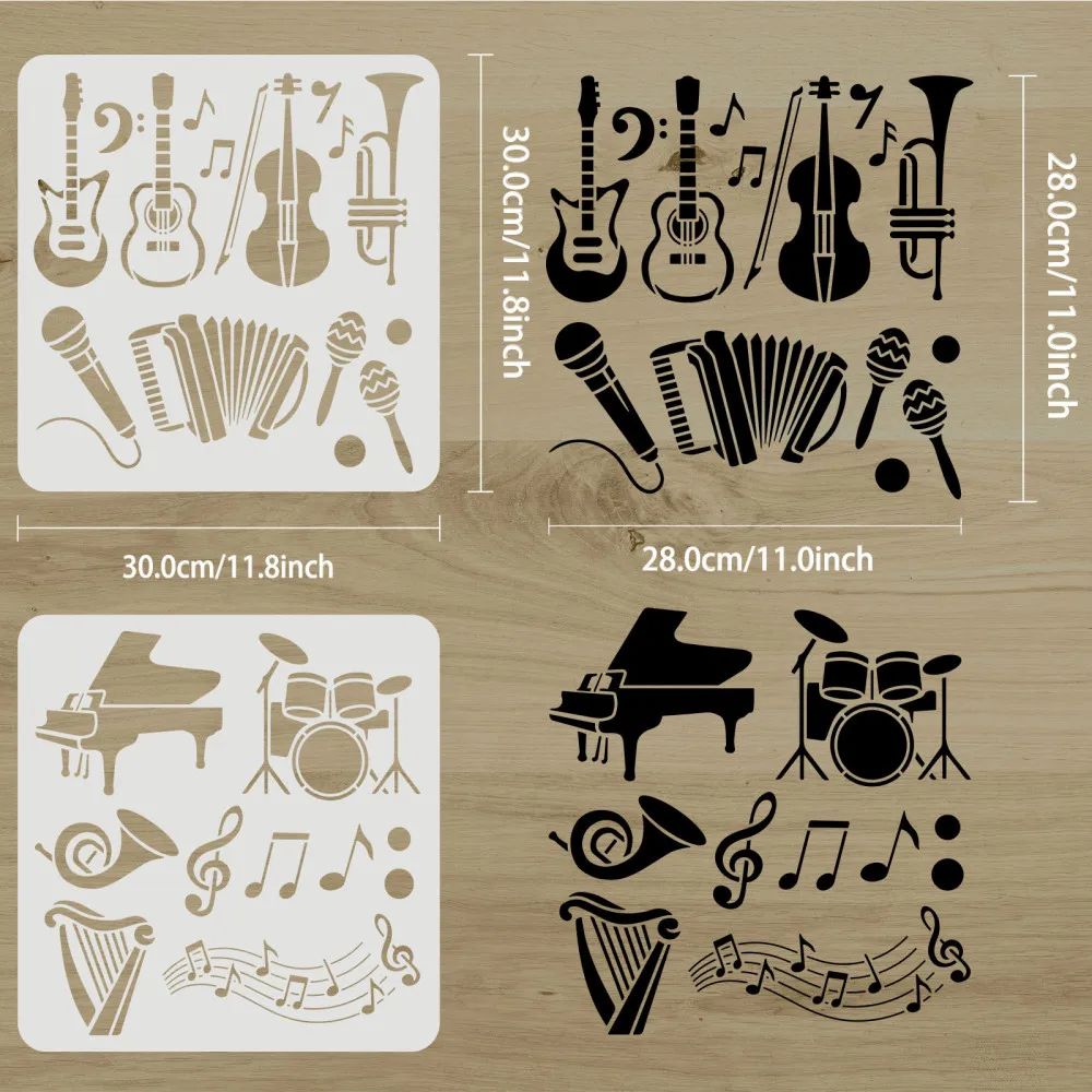 2pcs Musical Instruments Stenc - огляд і ціна Musical Instrument In Drawing