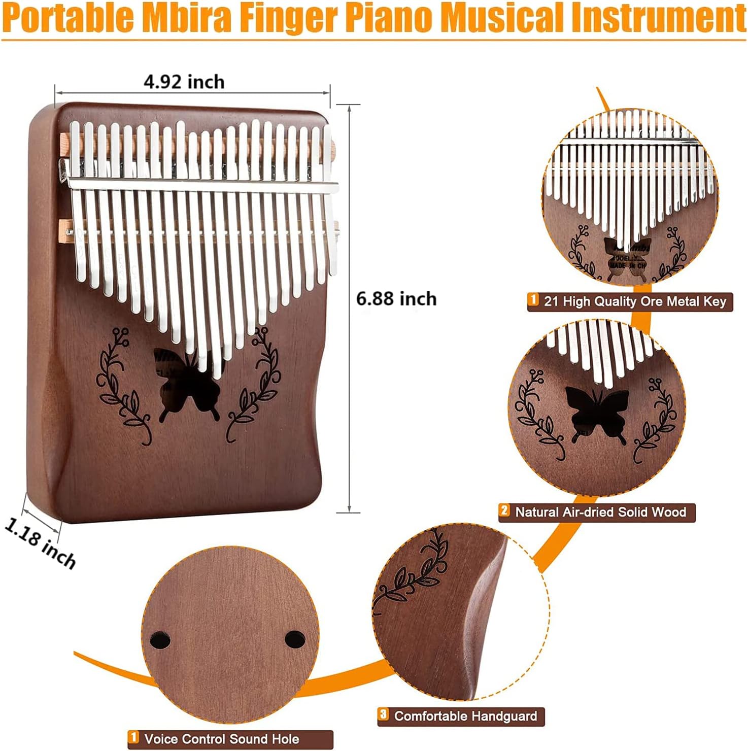 Kalimba 21 Keys Thumb Piano, N - огляд і ціна Musical Instrument Kalimba